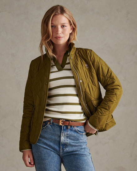 Womens Diamond Quilted Jacket Olive Branch