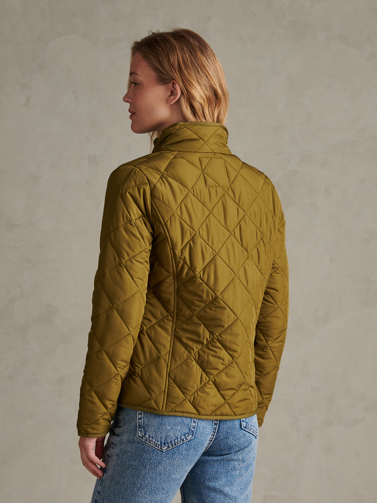 Womens Diamond Quilted Jacket Olive Branch