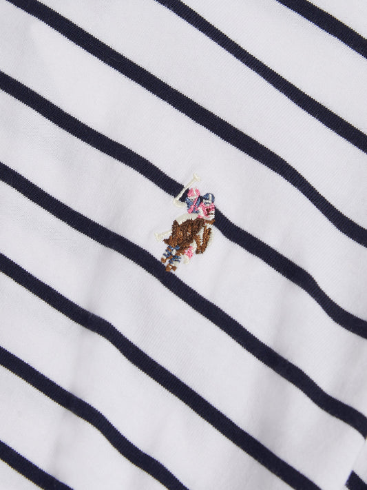 Womens Stripe Tie Detail Midi Dress Bright White