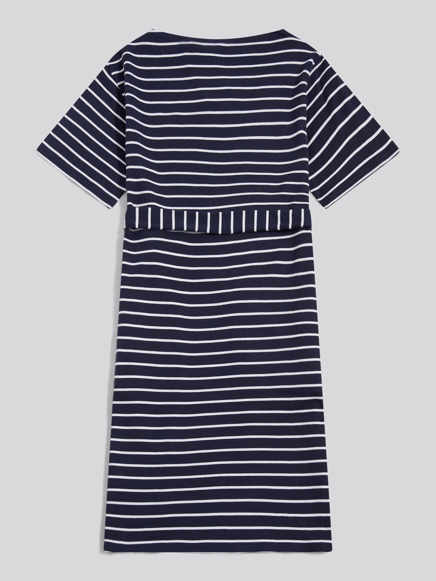 Womens Stripe Belted Boat Neck Midi Dress Navy Iris