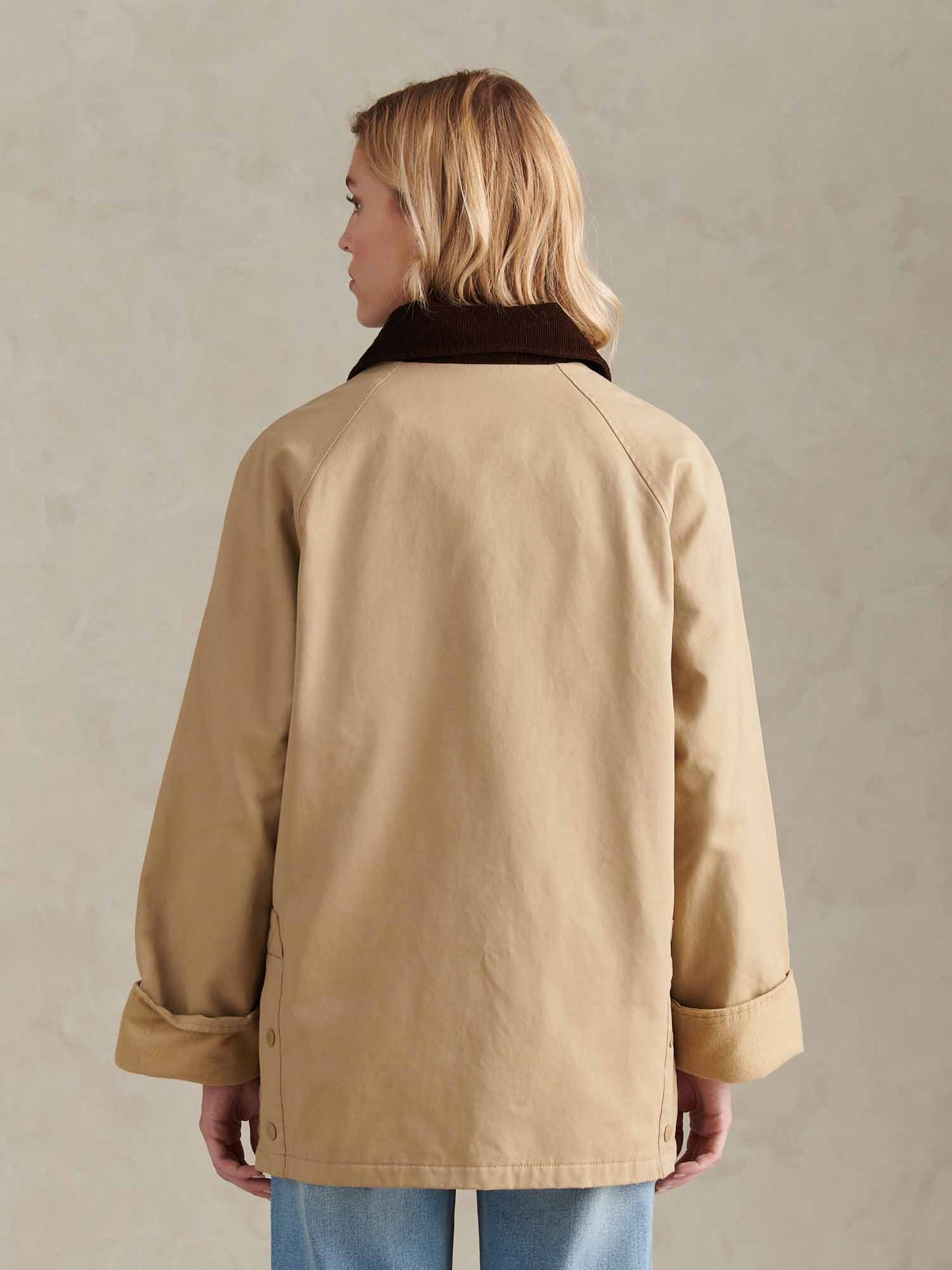 Womens Waxed Cotton Short Parka Trench Coat
