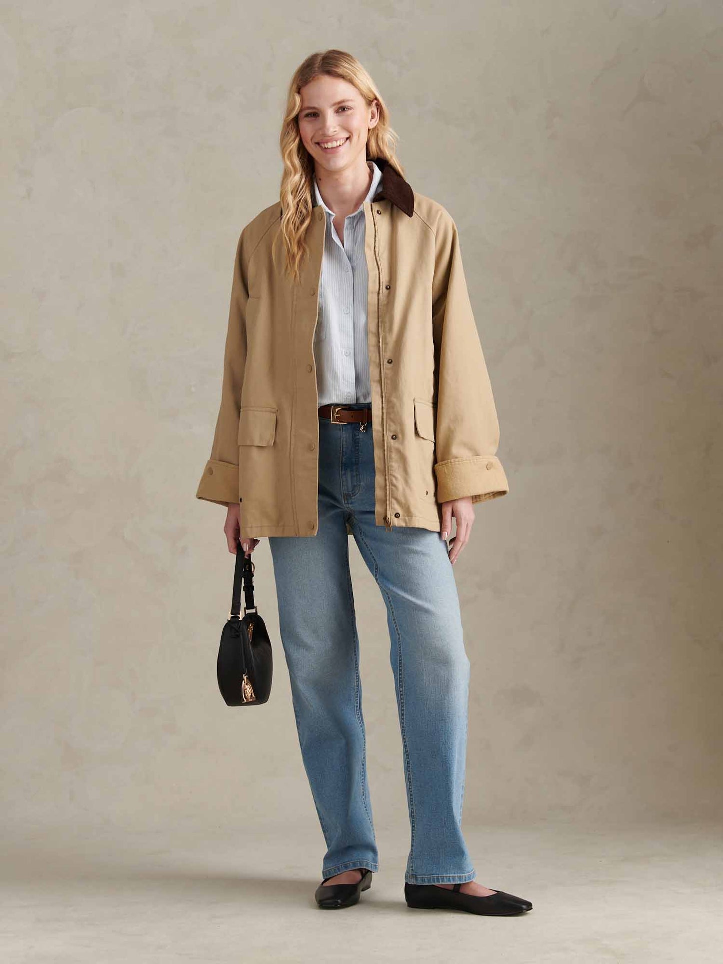 Womens Waxed Cotton Short Parka Trench Coat