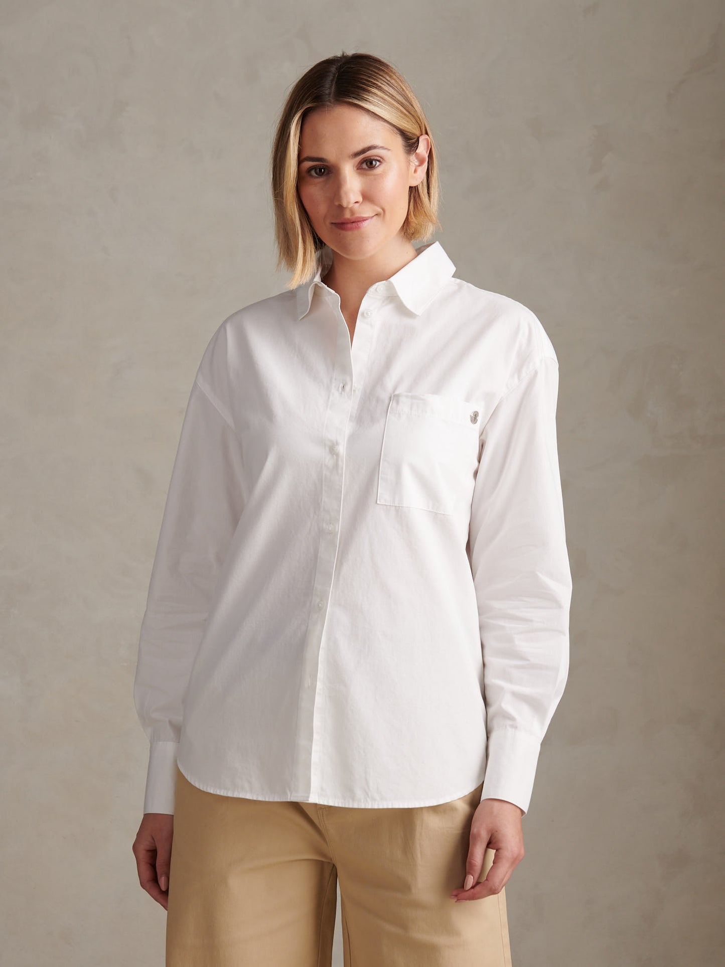 Womens Cotton Poplin Loose Fit Shirt Bright White