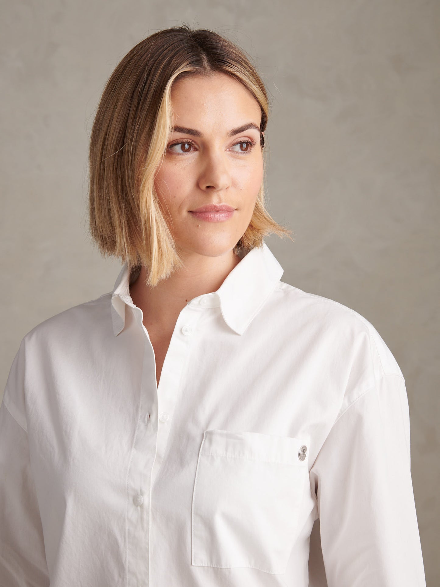 Womens Cotton Poplin Loose Fit Shirt Bright White