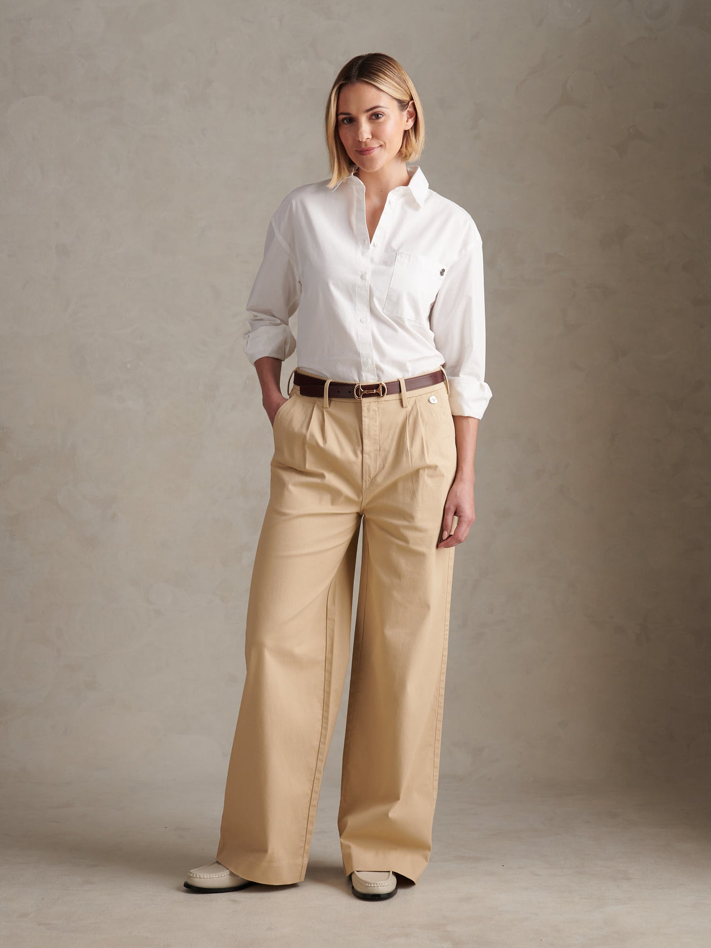 Womens Cotton Poplin Loose Fit Shirt Bright White