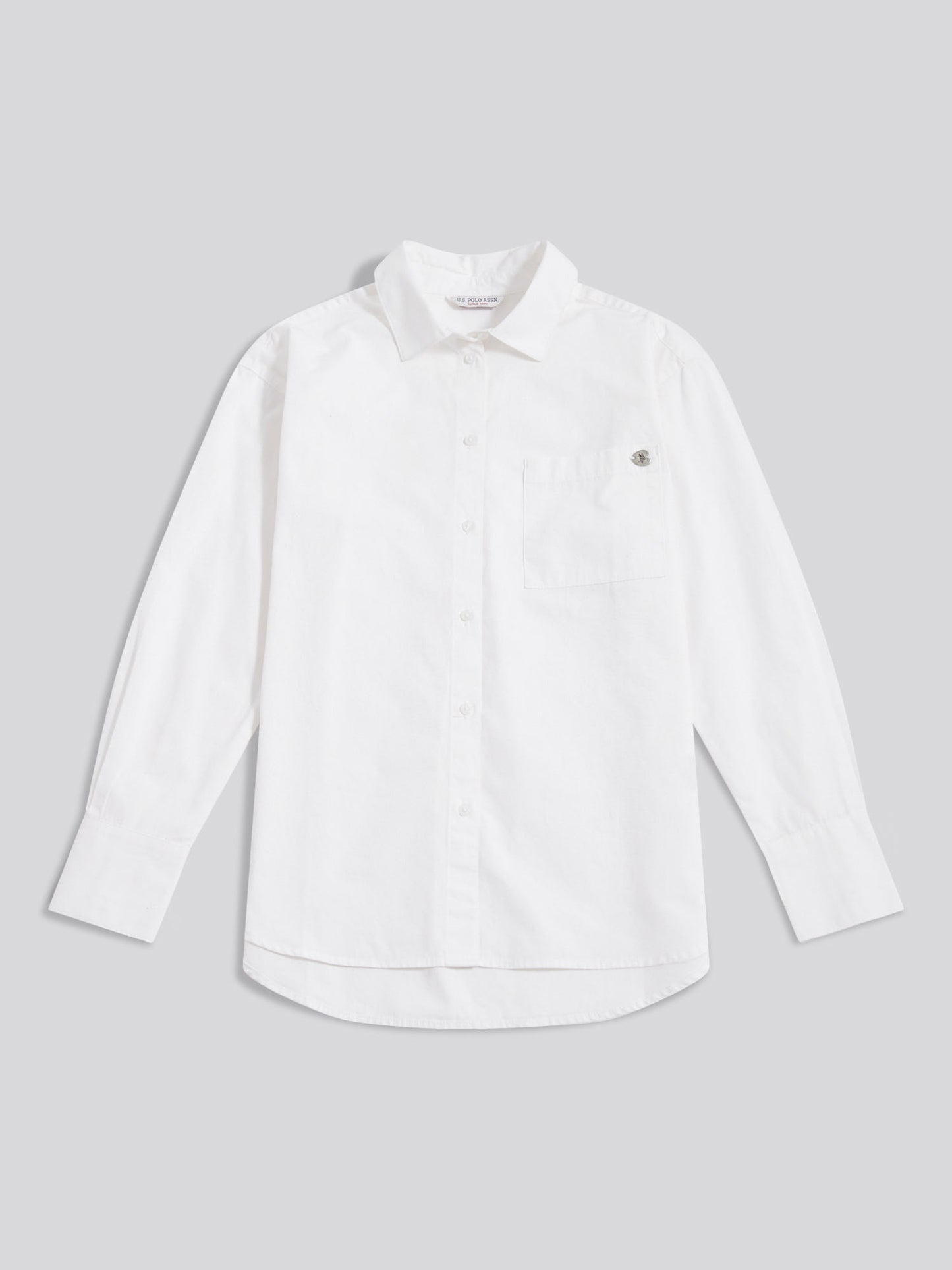 Womens Cotton Poplin Loose Fit Shirt Bright White