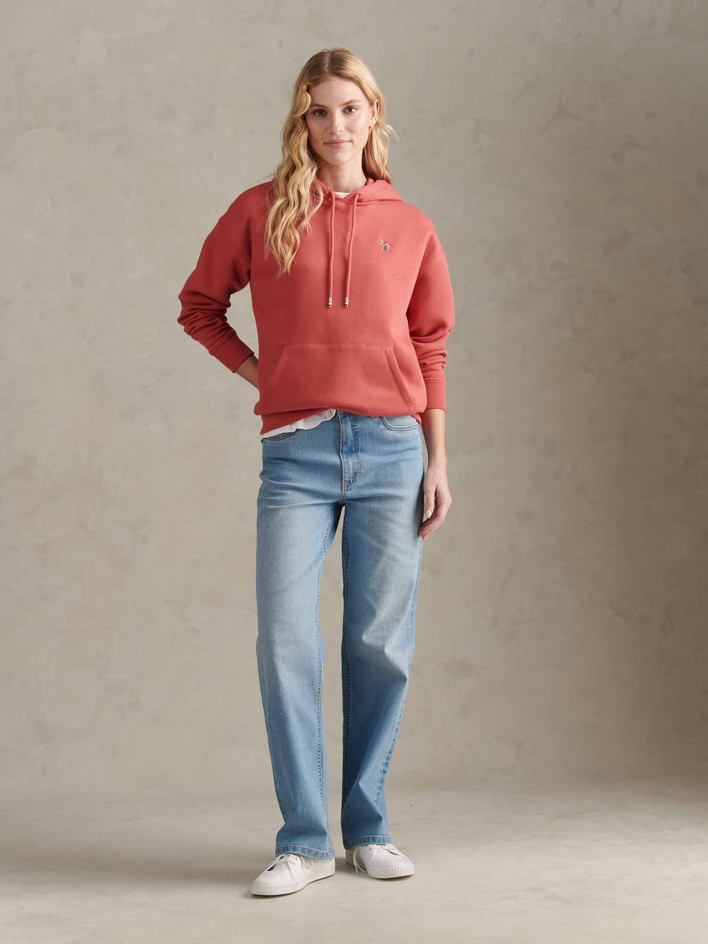 Womens Double Horsemen Hoodie Mineral Red