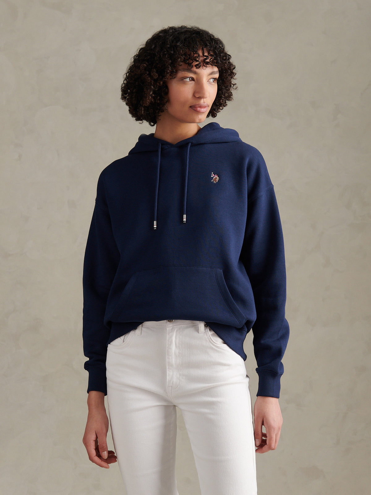 Womens Double Horsemen Hoodie Navy Iris