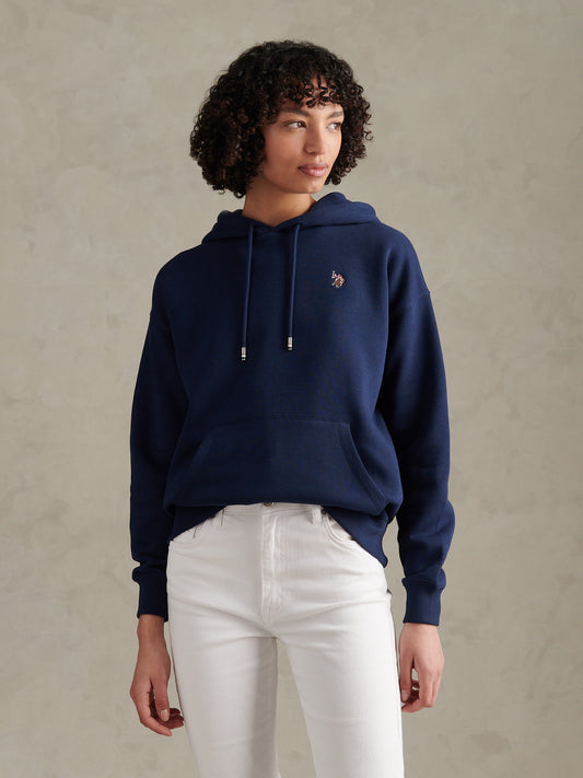 Womens Double Horsemen Hoodie Navy Iris