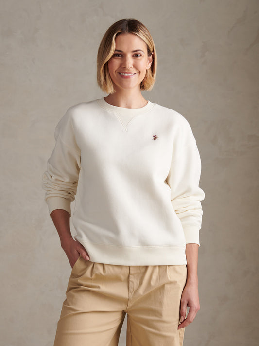 Womens Double Horsemen Crew Sweatshirt Marshmallow