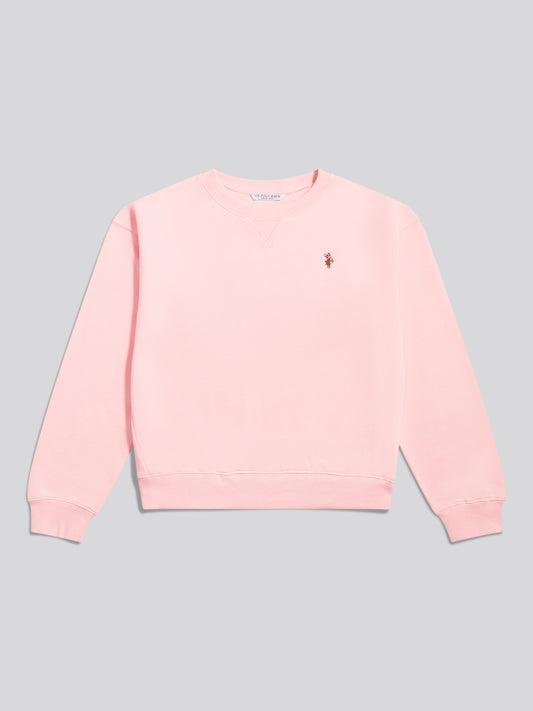 Womens Double Horsemen Crew Sweatshirt Crystal Rose