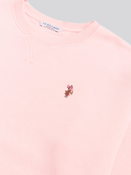 Womens Double Horsemen Crew Sweatshirt Crystal Rose