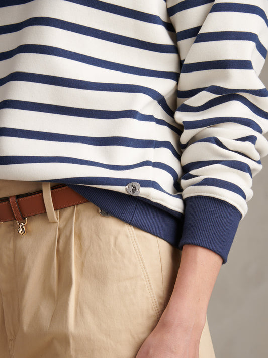Womens Stripe Crew Neck Sweatshirt Marshmallow