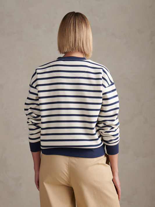 Womens Stripe Crew Neck Sweatshirt Marshmallow