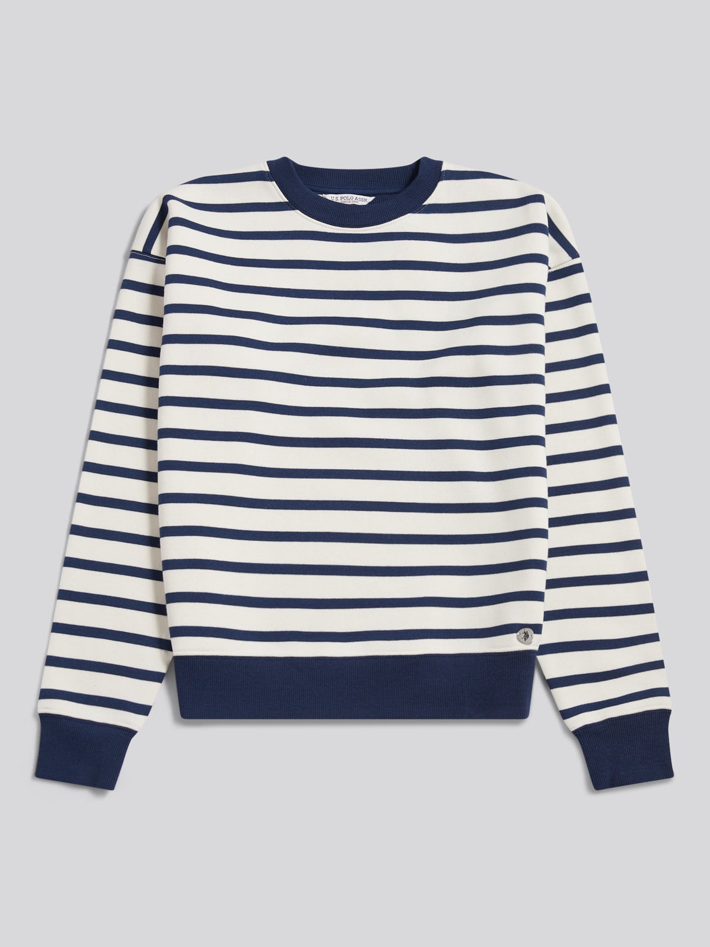 Womens Stripe Crew Neck Sweatshirt Marshmallow