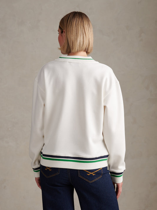 Womens Tipped V Neck Sweatshirt Marshmallow