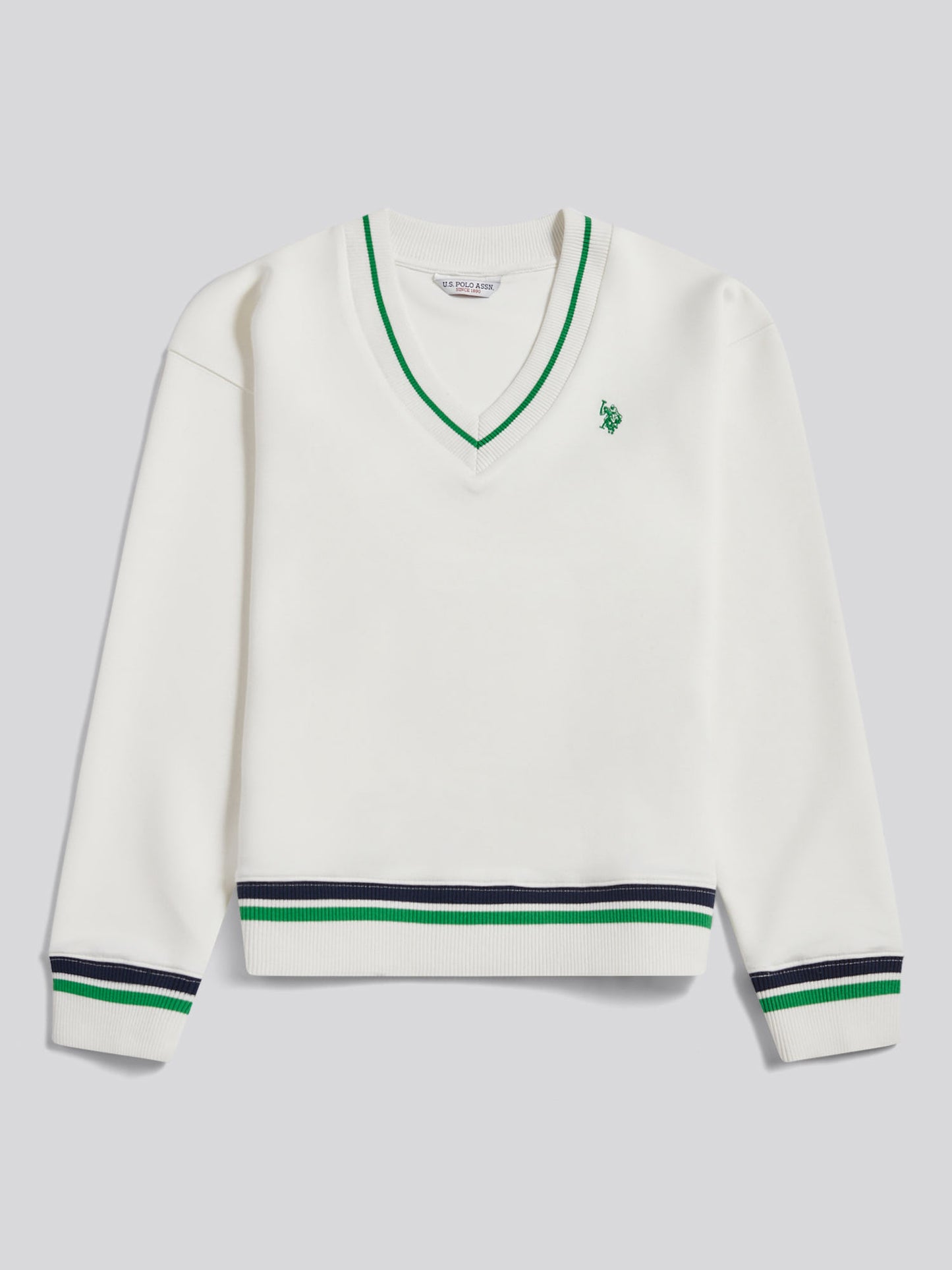 Womens Tipped V Neck Sweatshirt Marshmallow