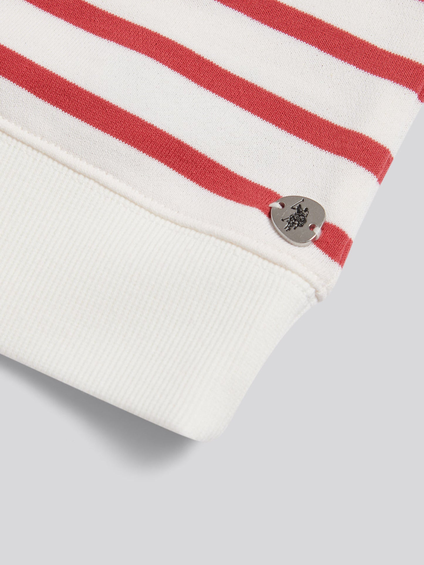 Womens Puff Sleeve Stripe Sweatshirt Mineral Red