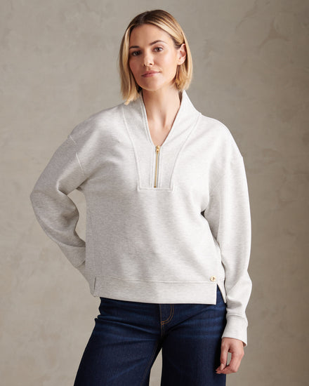 Womens Half Zip Sweatshirt Light Grey Marl WUP