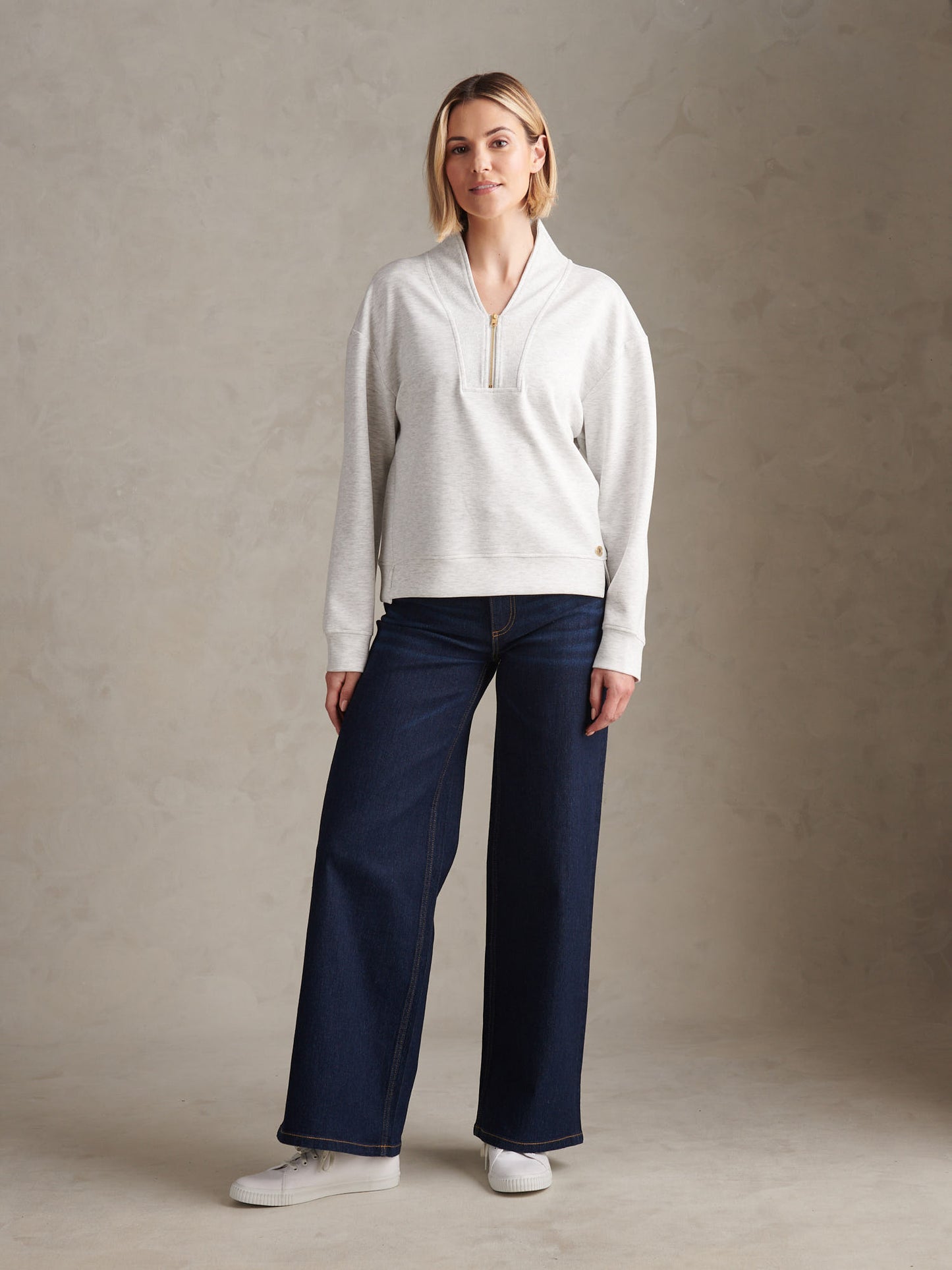 Womens Half Zip Sweatshirt Light Grey Marl WUP