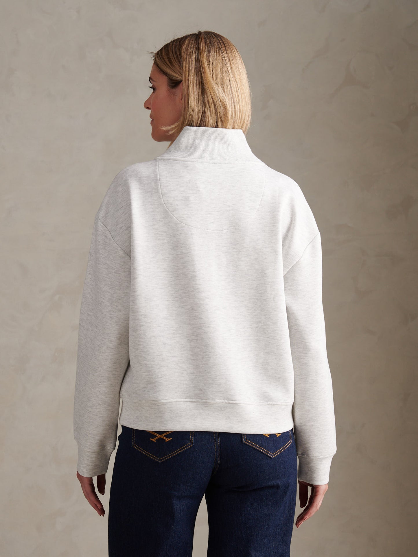 Womens Half Zip Sweatshirt Light Grey Marl WUP