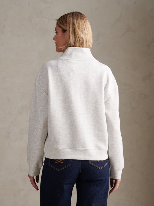 Womens Half Zip Sweatshirt Light Grey Marl WUP