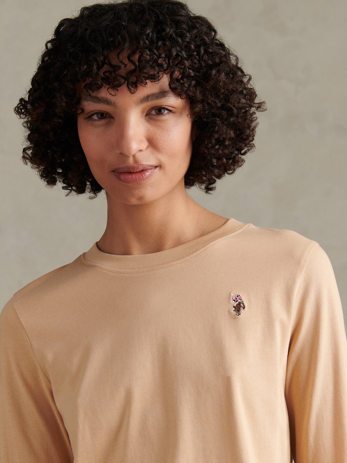 Womens Double Horsemen Long Sleeve T-Shirt Cuban Sand