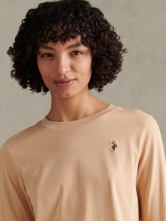 Womens Double Horsemen Long Sleeve T-Shirt Cuban Sand