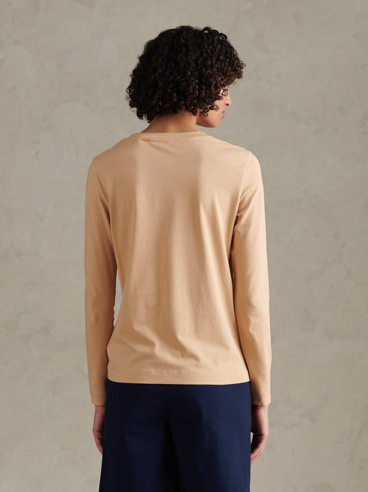 Womens Double Horsemen Long Sleeve T-Shirt Cuban Sand