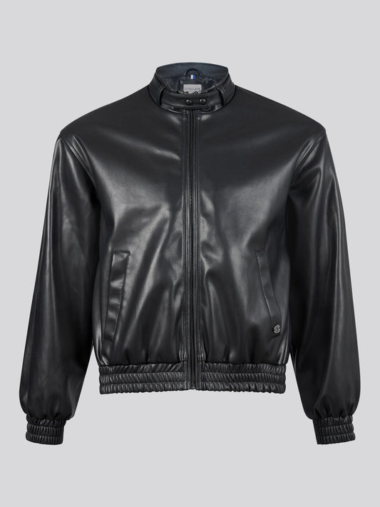 Womens Biker Bomber Jacket in Black