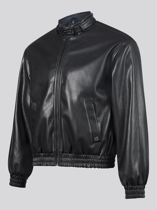 Womens Biker Bomber Jacket in Black