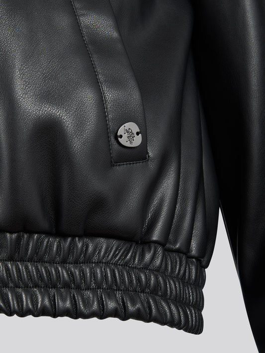 Womens Biker Bomber Jacket in Black