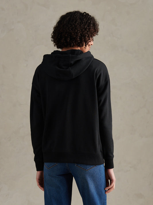 Womens Double Horsemen Logo Hoodie Black