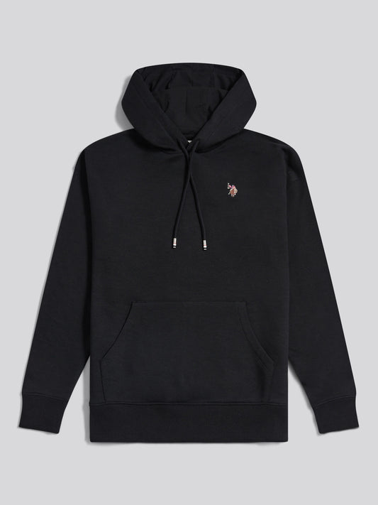 Womens Double Horsemen Logo Hoodie Black