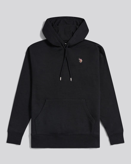 Womens Double Horsemen Logo Hoodie Black