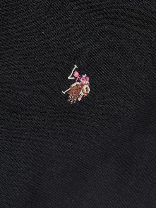 Womens Double Horsemen Logo Hoodie Black