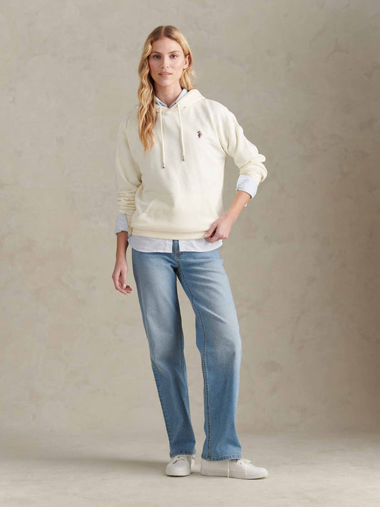 Womens Double Horsemen Logo Hoodie Marshmallow