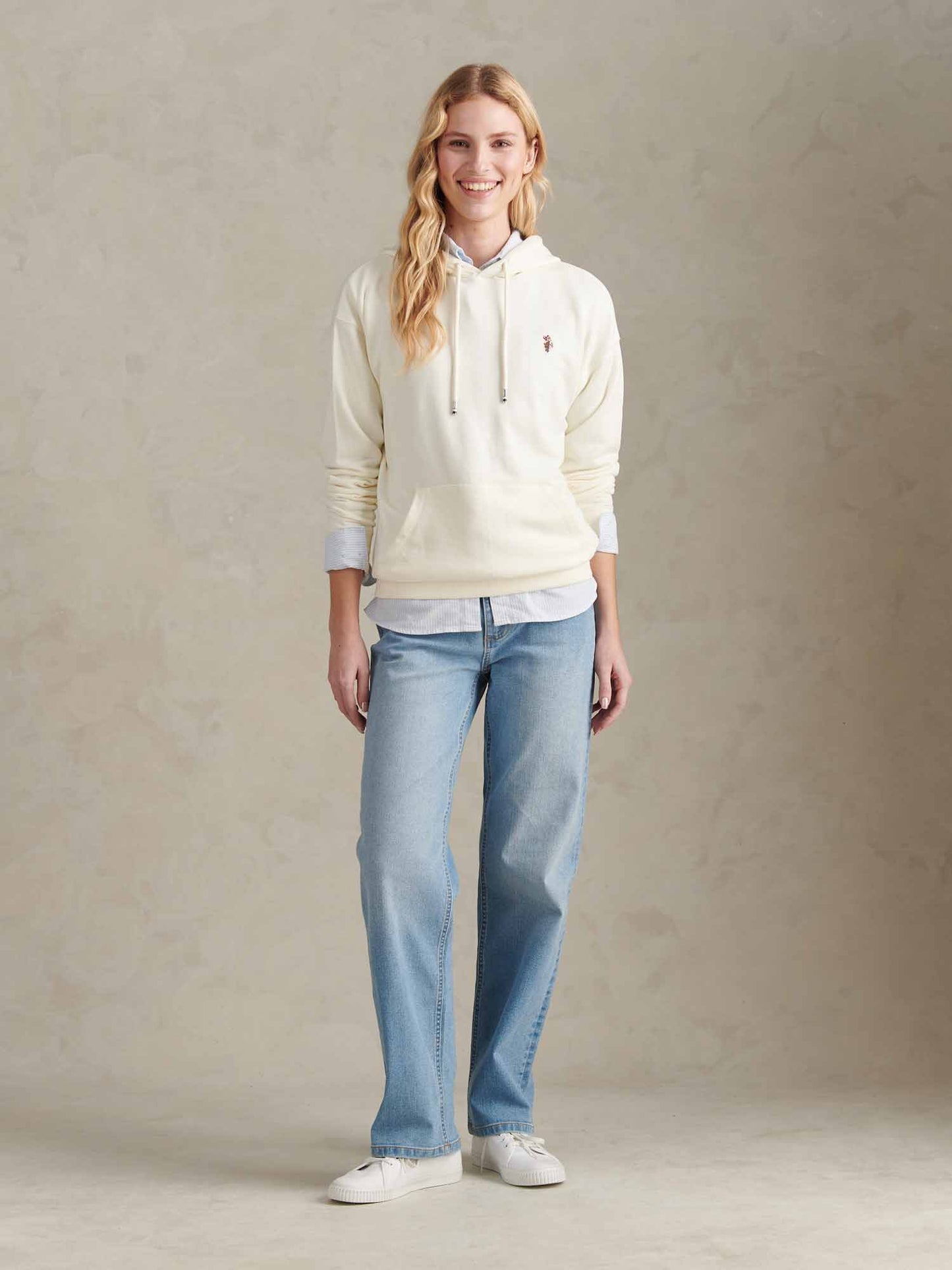 Womens Double Horsemen Logo Hoodie Marshmallow