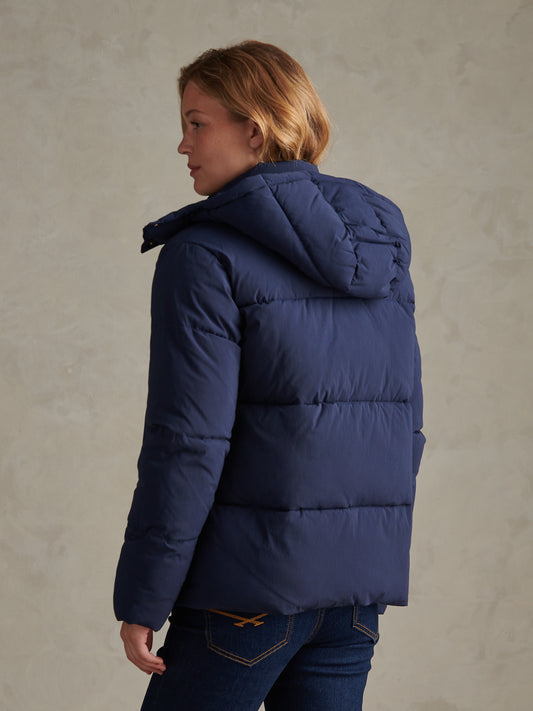 Womens Short Puffer Jacket Navy Iris