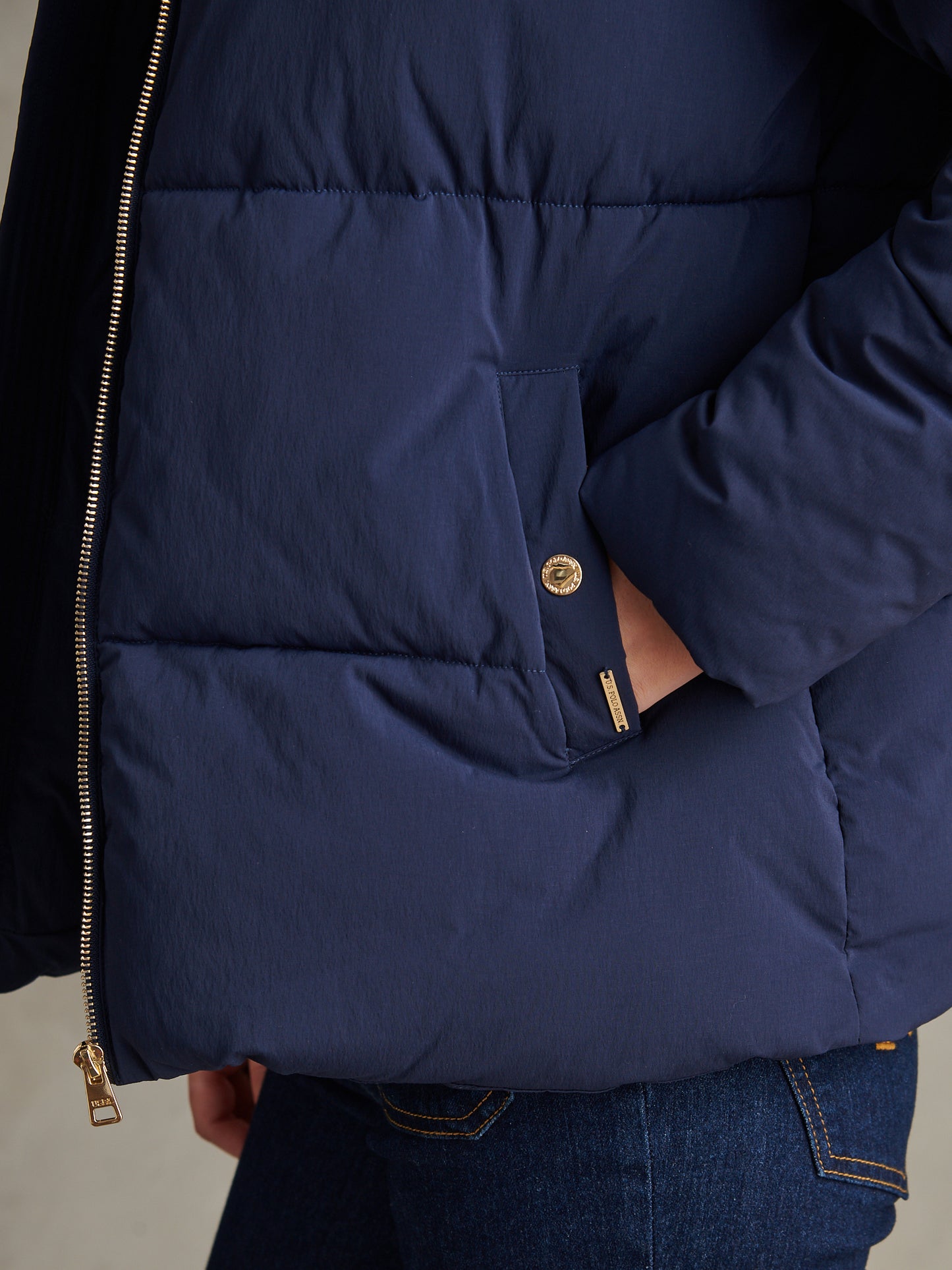 Womens Short Puffer Jacket Navy Iris