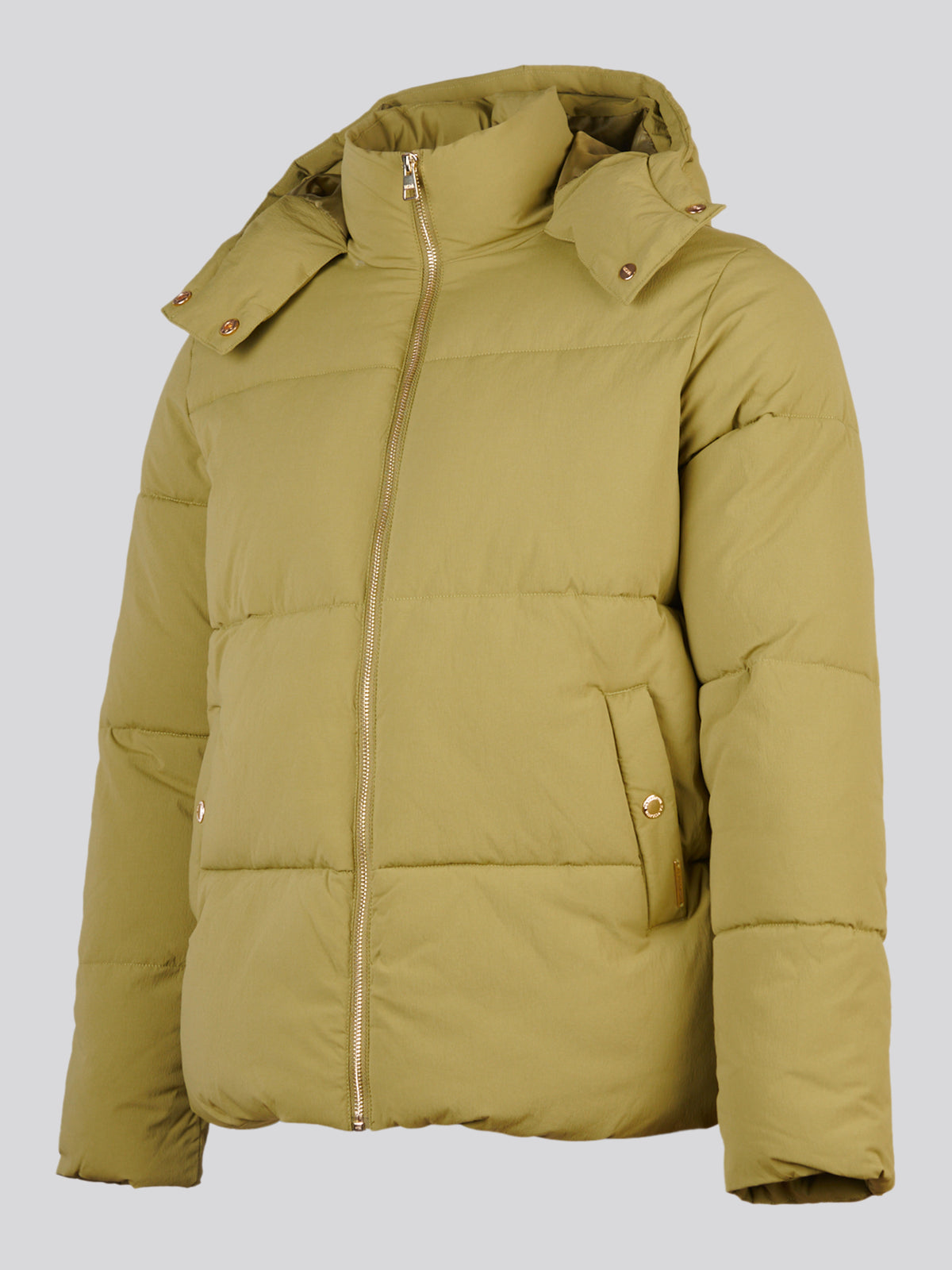 Womens Short Puffer Jacket Olive Branch