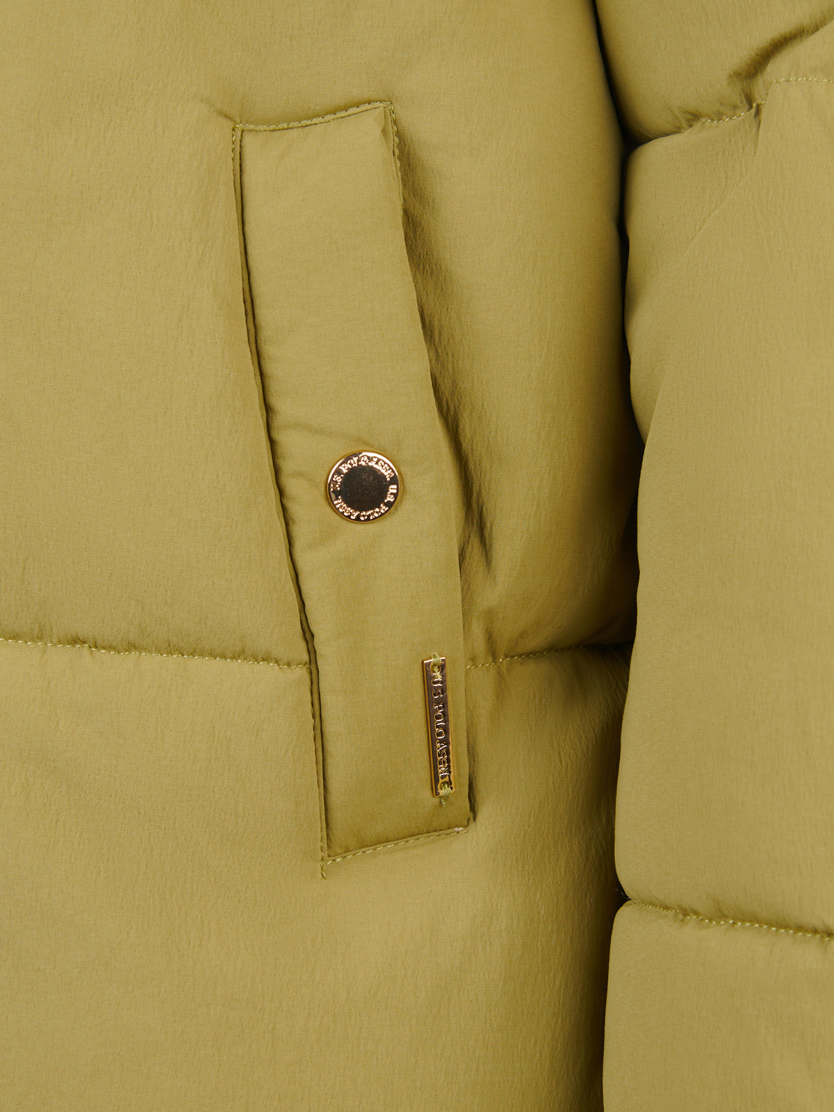 Womens Short Puffer Jacket Olive Branch