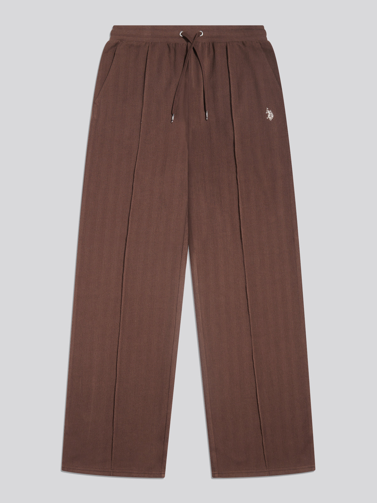 Womens Herringbone Twill Straight Leg Joggers Coffee Bean