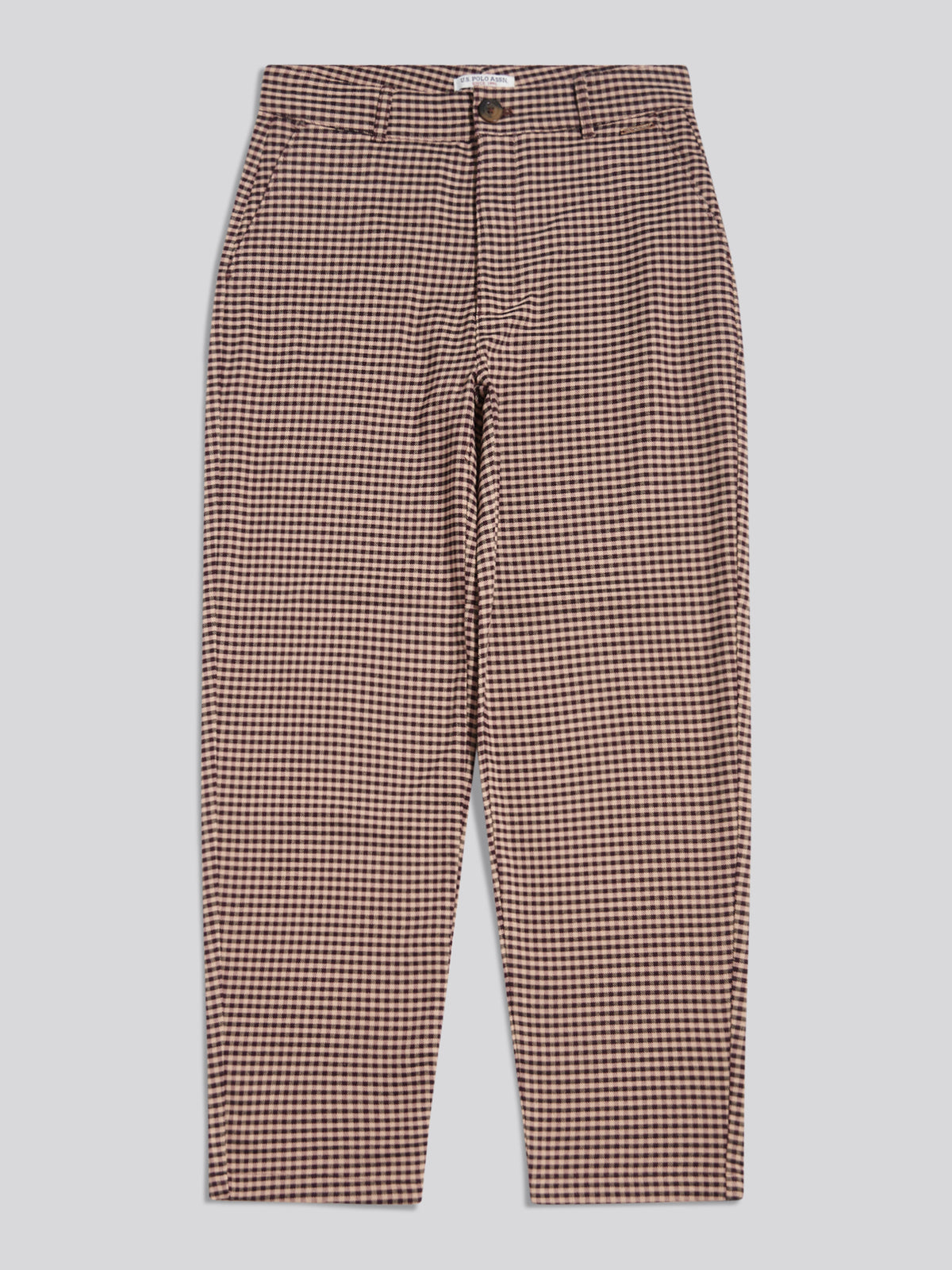 Womens Check Tapered Trousers Bitter Chocolate