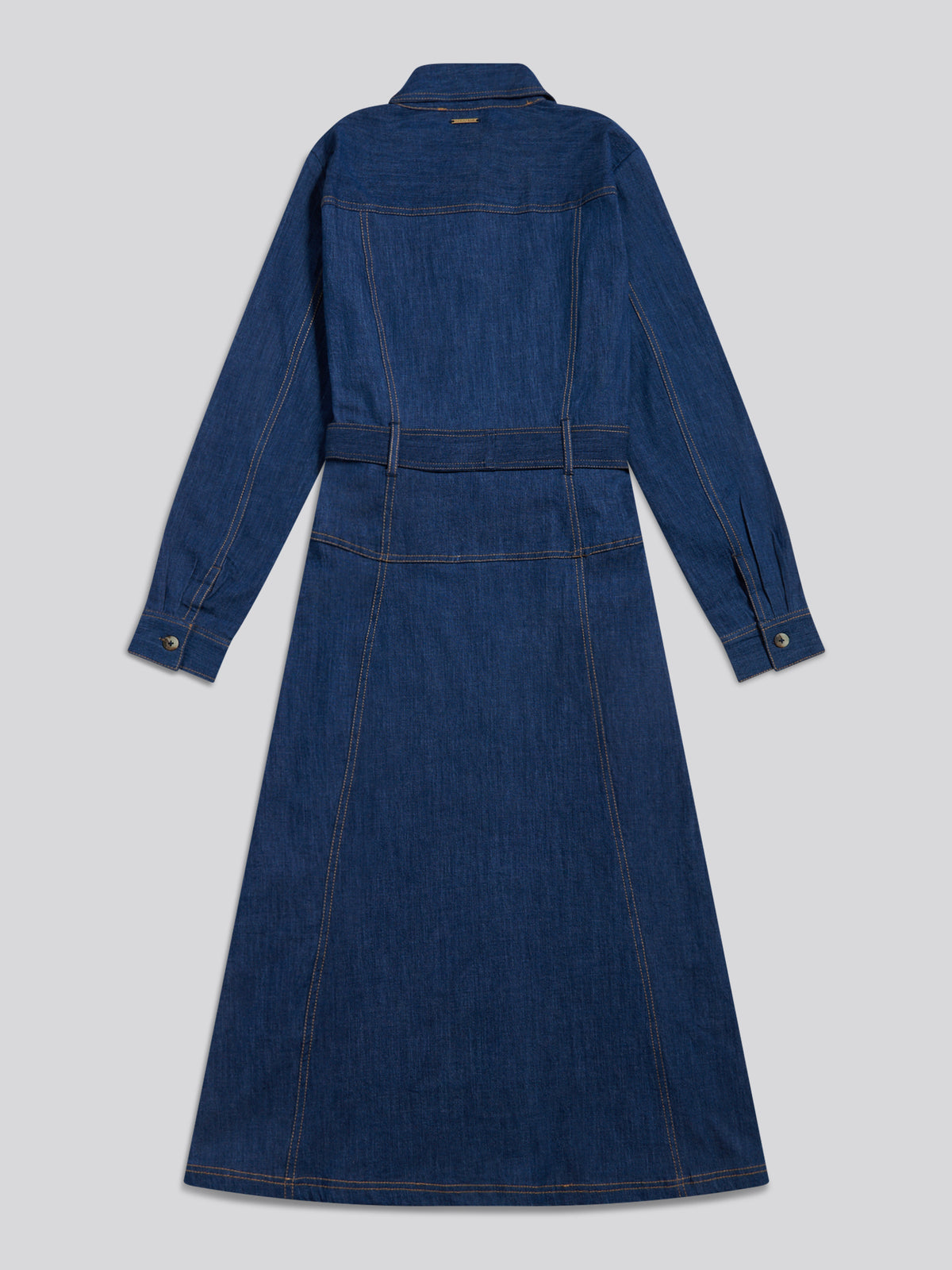 Womens Denim Midaxi Shirt Dress Mid Blue Wash