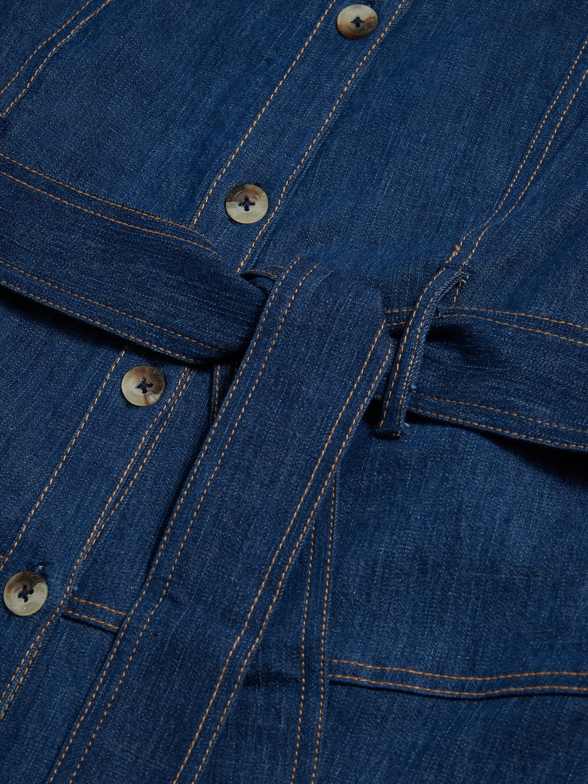Womens Denim Midaxi Shirt Dress Mid Blue Wash