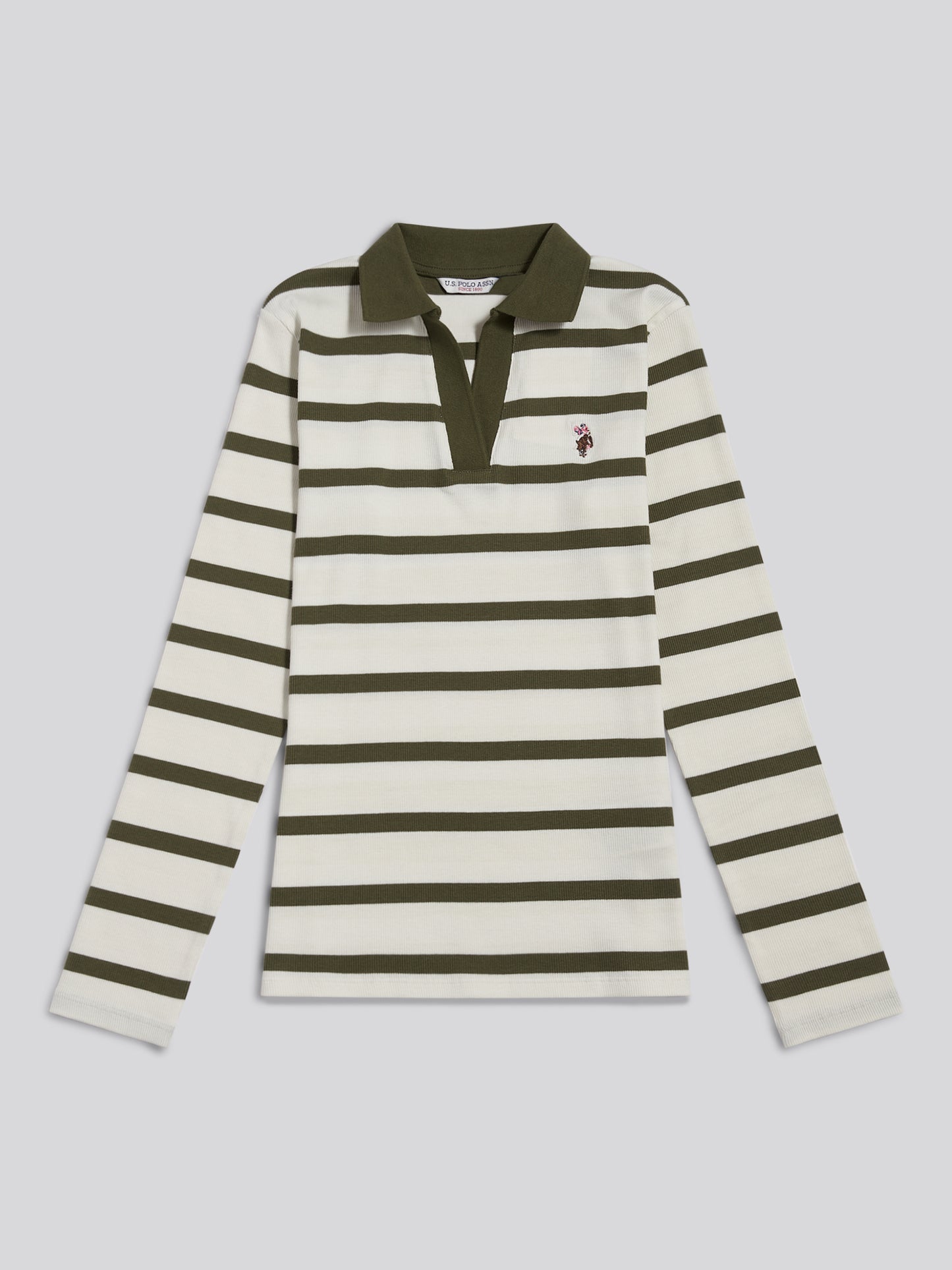 Stripe Polo Shirt Olive Branch