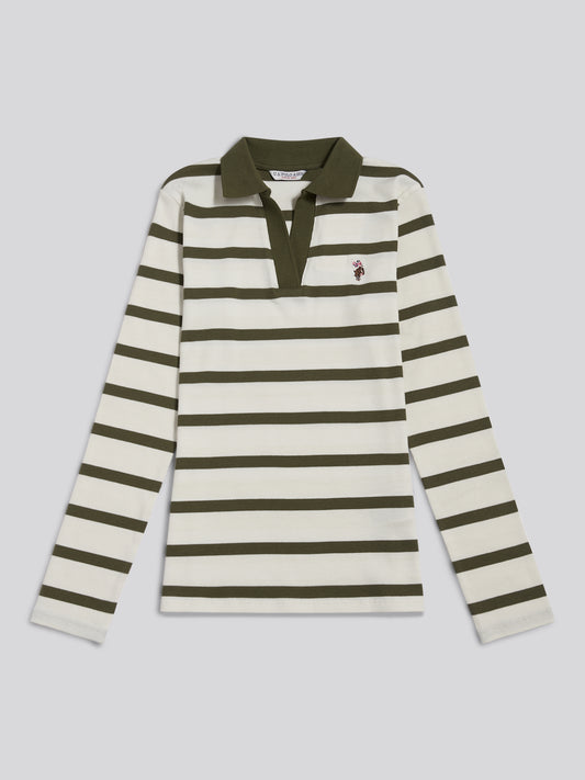 Stripe Polo Shirt Olive Branch