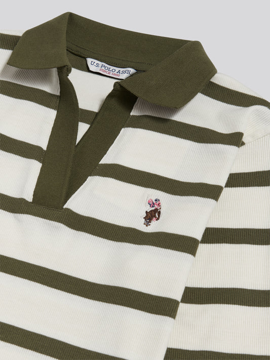 Stripe Polo Shirt Olive Branch
