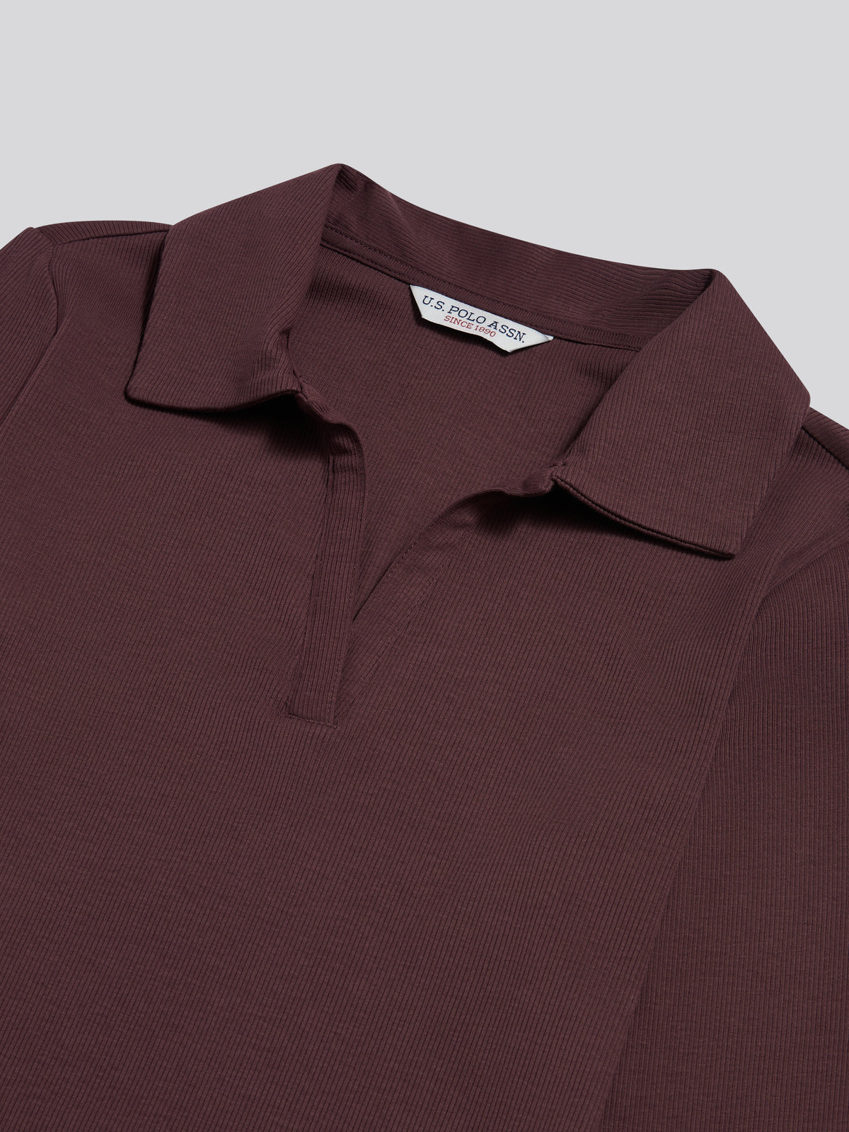 Womens Open Collar Rib Top Huckleberry